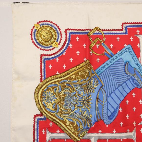 HERMES Carre 90 Scarf ""SELLES A HOUSSE"" Silk Red Auth am9081 - Picture 2 of 14